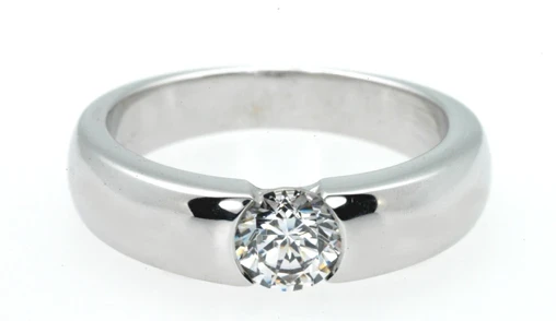 281 White gold ring set with one round brilliant cut diamond