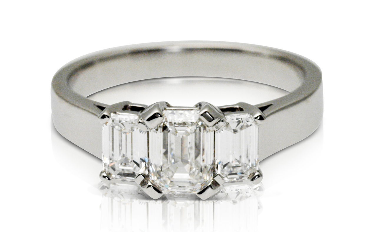 full image for 2.00ct Emerald cut Trilogy ring, Aurum Fine Jewellery, Auckland NZ