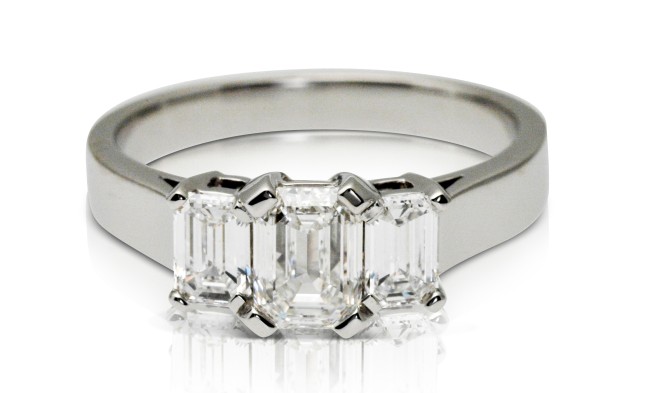 2.00ct Emerald cut Trilogy ring, Aurum Fine Jewellery, Auckland NZ