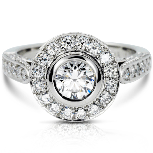 full image for Pave halo and rub set engagement ring