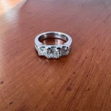Estate Platinum three stone princess cut ring
