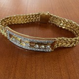 14ct Yellow Gold Gents Diamond Bracelet