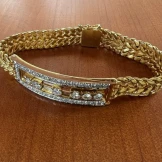 14ct Yellow Gold Gents Diamond Bracelet